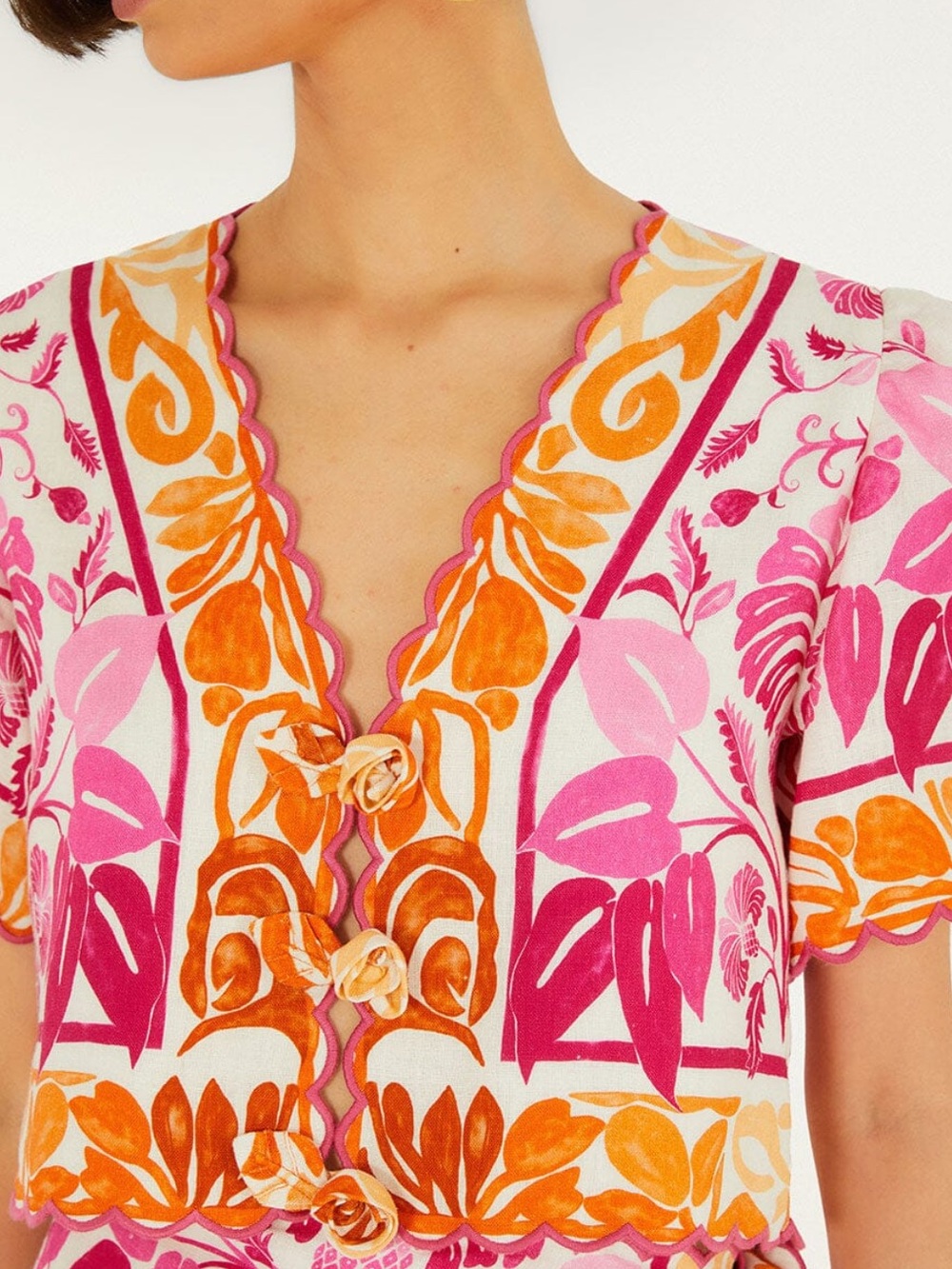Women's Pink & Orange Floral Top